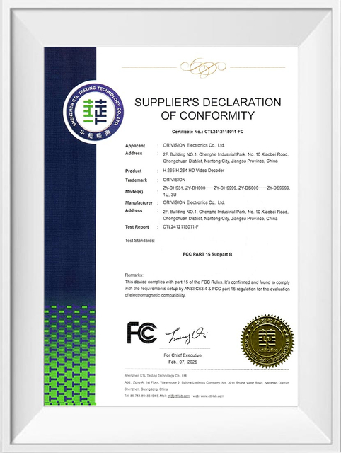 Certificaci&oacute;n FCC para la conformidad del codificador de v&iacute;deo